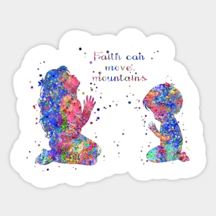 Little girl and boy praying, Sticker